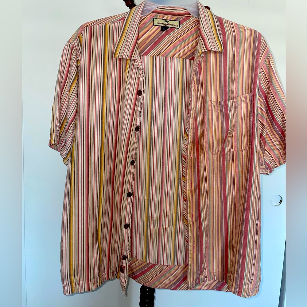 Tommy Bahama button Up Striped Silk Shirt